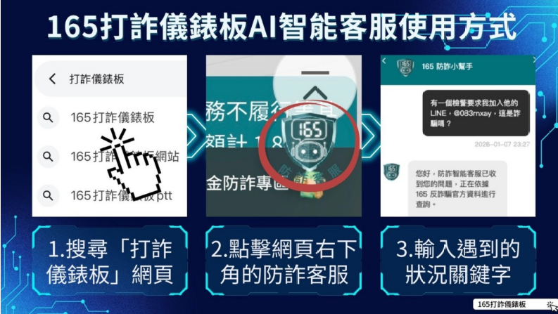 「165打詐儀錶板」AI智能客服功能